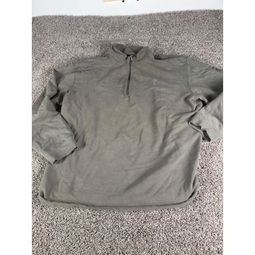 Ashworth Weather Systems Mens‎ XL Qtr Zip Pullover Olive Green Performance Top
